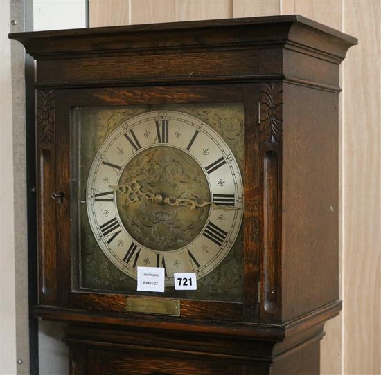 A modern oak cased longcase clock height 187cm